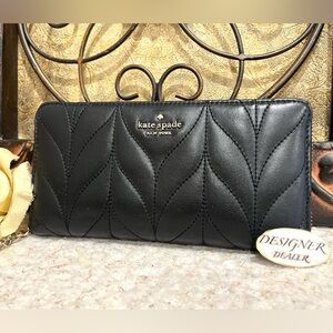 KATE SPADE Neda Briar Lane Quilted Accordion Black Wallet EUC!